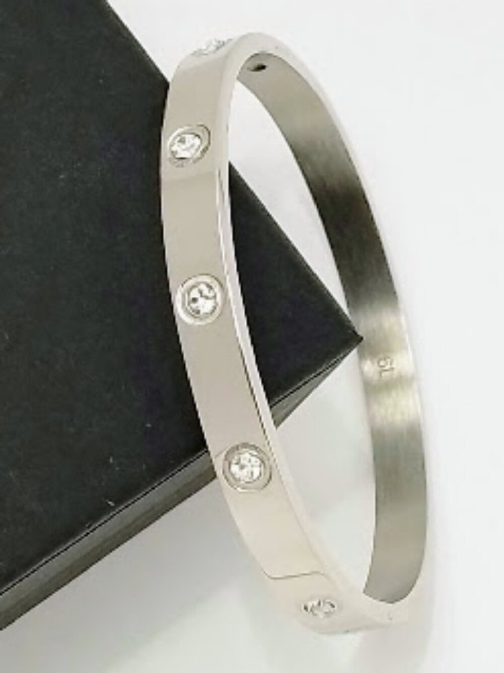 18K Gold Plated Bracelet with Clear Cubic Zirconia 316L Steel Trendy Love